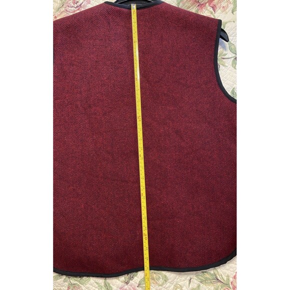 VTG Woolrich Vest Mens Large Red Black Wool Sherpa Lined Zip Lumberjack Outdoor - Picture 9 of 10
